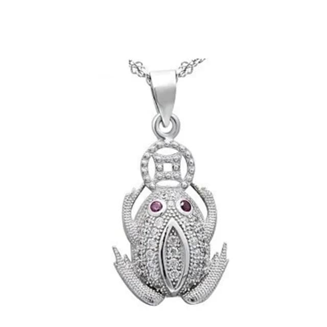 【米蘭精品】現貨+預購 925純銀項鍊鑲鑽吊墜(可愛青蛙造型氣質情人節生日聖誕節交換禮物女飾品73df1)