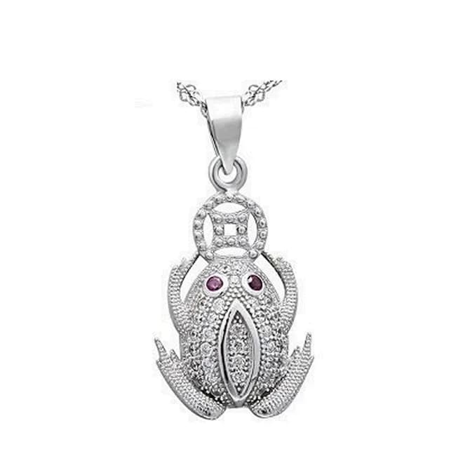 【米蘭精品】現貨+預購 925純銀項鍊鑲鑽吊墜(可愛青蛙造型氣質情人節生日聖誕節交換禮物女飾品73df1)