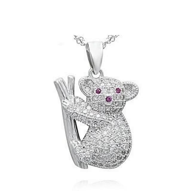 【米蘭精品】現貨+預購 925純銀項鍊鑲鑽吊墜(可愛無尾熊造型獨特情人節生日聖誕節交換禮物女飾品73df30)