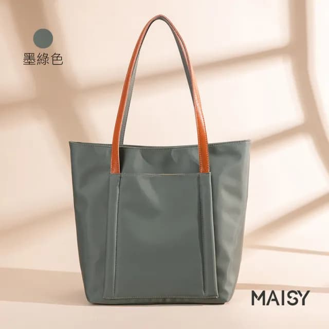 【MAISY】情人節禮物 防潑水牛津布通勤肩背包(防水包 現+預 卡其色 / 黑色 / 墨綠色)
