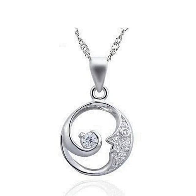【米蘭精品】現貨+預購 925純銀項鍊鑲鑽吊墜(優雅月亮造型獨特情人節生日聖誕節交換禮物女飾品73df18)