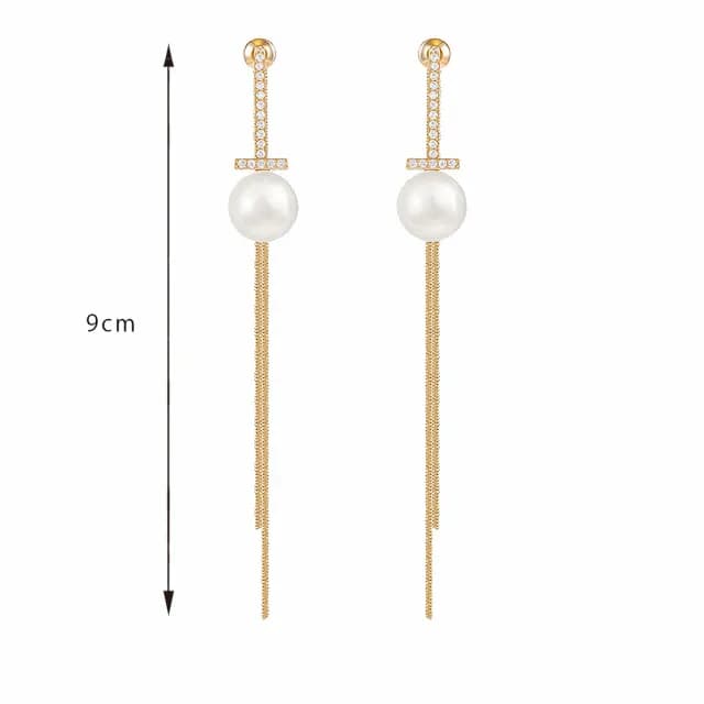 【Quenby】質感美女必備長款珍珠流蘇耳環/耳針(耳針/飾品/配件) - momo購物網 - 好評推薦 -