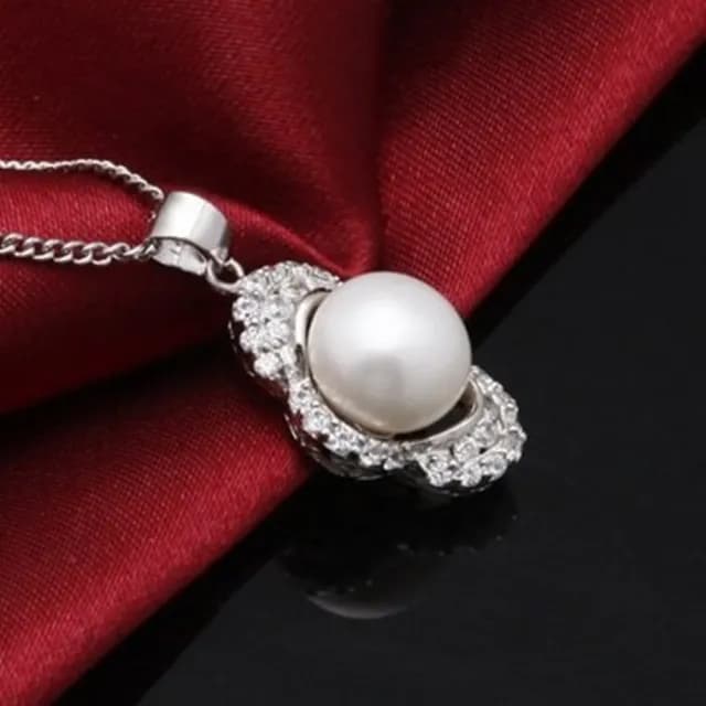 【米蘭精品】現貨+預購 925純銀項鍊珍珠吊墜(精美鑲鑽花朵造型情人節生日聖誕節交換禮物女飾品73dh22)