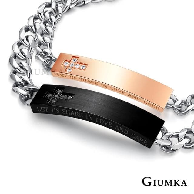 【GIUMKA】情侶手鍊．信徒．十字架．黑／玫(情人節禮物)