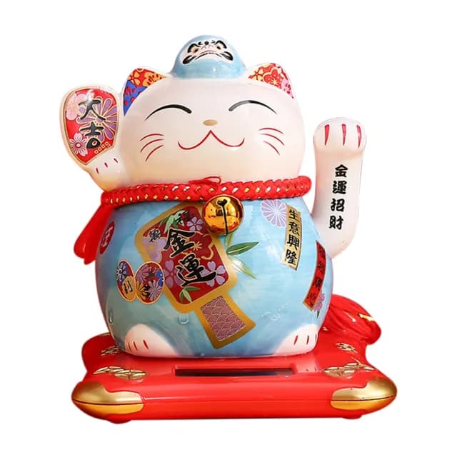 【OMG】金運大吉 太陽能搖手招財貓 辦公家居桌面風水擺件 開運吉祥物(交換禮物/開業/節日禮盒/新年禮物)
