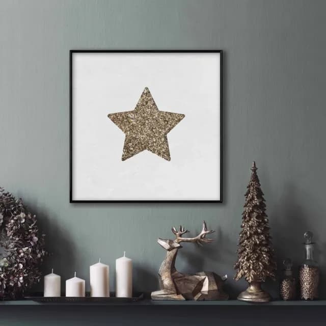 【菠蘿選畫所】初冬獻禮－小星星-40x40cm(佈置/聖誕節掛畫/交換禮物/空間佈置/北歐/臥房/方形/掛畫)