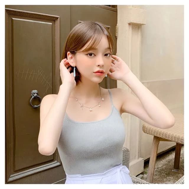 【HaNA 梨花】韓國精鑲系列．復古氣質佳人灰色長珍珠耳環(針式 耳環 耳飾 耳圈 耳釘)