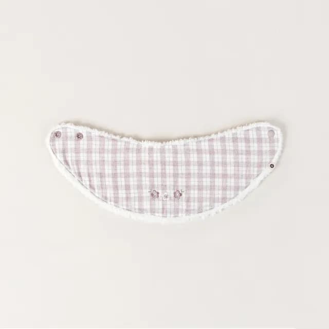 【Happy Prince】韓國製 Aurore粉紫格紋雪絨內裡嬰兒童圍兜(寶寶圍脖圍巾口水巾)