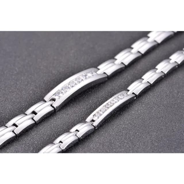 【A MARK】鈦鋼手鍊 磁石手鍊 情人節禮物 定情禮物/閃耀排鑽能量磁石316L鈦鋼手鍊(2款任選)