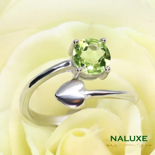 【Naluxe】天然寶石橄欖石ll心機小惡魔戒指(八月誔生石幸運石情人節禮物告白脫單禮盒)