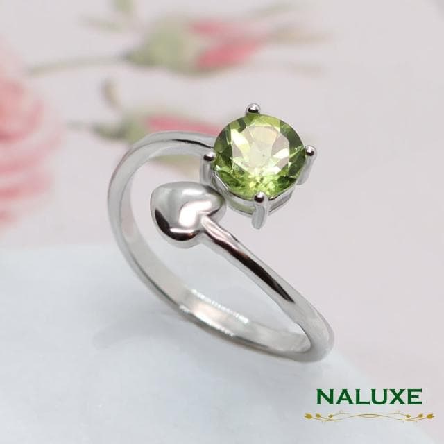 【Naluxe】天然寶石橄欖石ll心機小惡魔戒指(八月誔生石幸運石情人節禮物告白脫單禮盒)