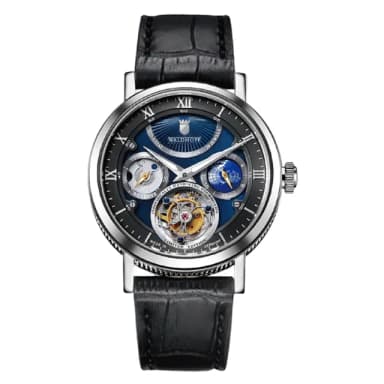 【WALDHOFF 沃德弗】MW-05-BM 寰球天空藍陀飛輪 Ultramatic Diamond Silver Azure 42.5mm 手動上鍊錶