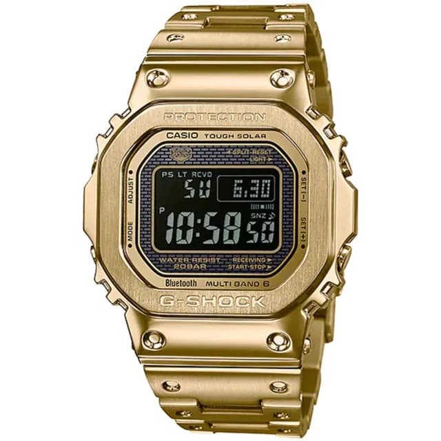 【CASIO 卡西歐】G-SHOCK 太陽能藍牙電波錶-金/速(GMW-B5000GD-9)