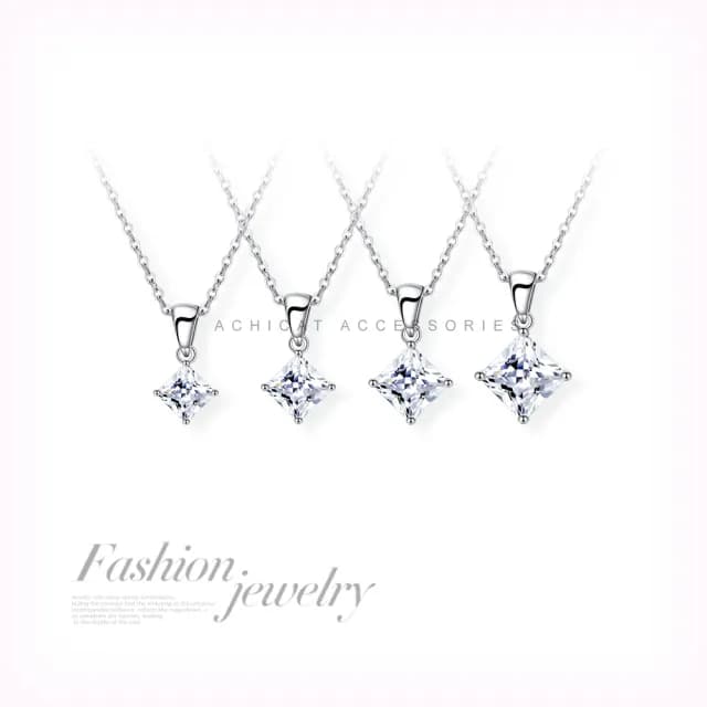 【AchiCat】快速倉．925純銀項鍊．單鑽．菱形．1.0cm(情人節禮物)