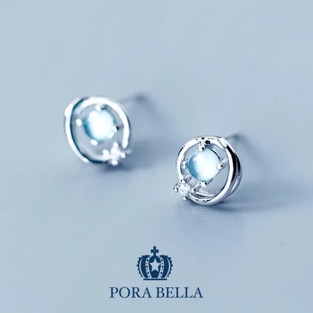 【Porabella】925純銀海洋合成藍寶石耳環 earrings