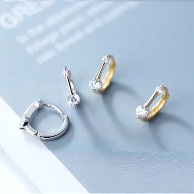 【Porabella】925純銀氣質人工雙鑽耳環 earrings