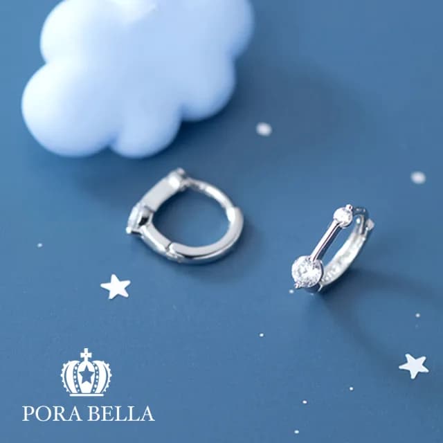 【Porabella】925純銀氣質人工雙鑽耳環 earrings
