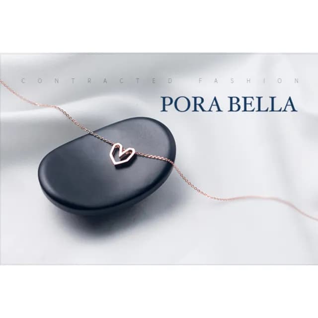 【Porabella】925純銀項鍊 北歐簡潔 幾何愛心 Necklace