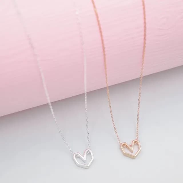 【Porabella】925純銀項鍊 北歐簡潔 幾何愛心 Necklace