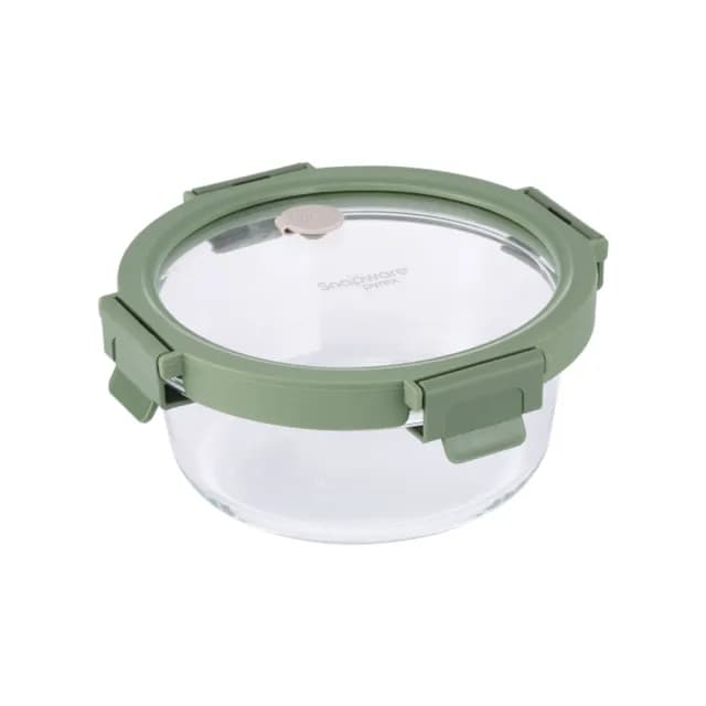 【CorelleBrands 康寧餐具】文青款 圓形全可拆玻璃保鮮盒630ml(上蓋可微波)