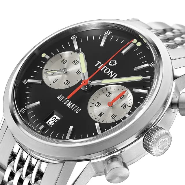 【TITONI 梅花錶】傳承系列 CAFE RACER 熊貓錶 計時機械錶 禮物 送禮 推薦(94020 S-681)