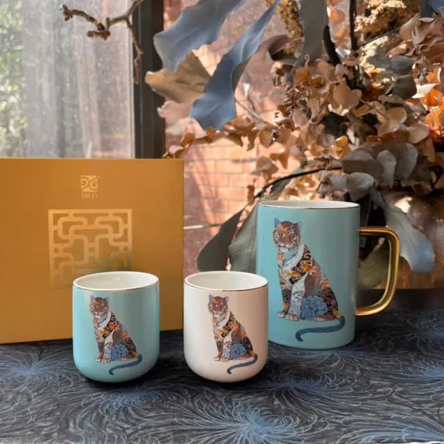 【TALES 神話言】水虎福杯-小茶杯2入(文創 藝術 Chris 虎年 招財)