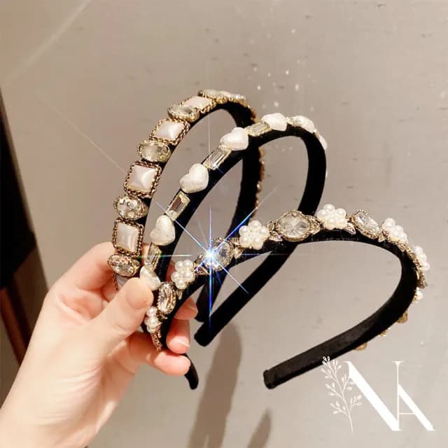 【NANA】情人節禮物 娜娜 巴洛克高級感復古鑲鑽髮箍 HBA8(復古鑲鑽髮箍)