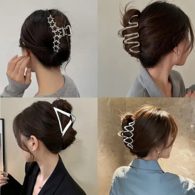 【Gulicc】髮夾 韓版 大髮量 銀色 鯊魚夾(雙11 聖誕節 生日 髮飾 頭飾 鯊魚夾 抓夾 禮物)