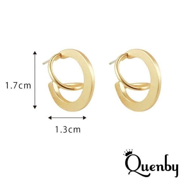 【Quenby】法式復古風簡約幾何耳環(耳針/飾品/配件) - momo購物網 - 好評推薦 -
