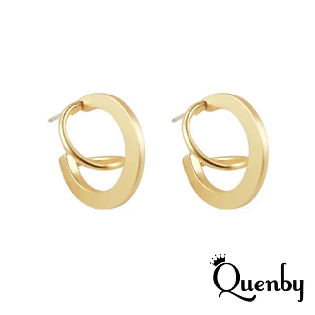 【Quenby】法式復古風簡約幾何耳環(耳針/飾品/配件) - momo購物網 - 好評推薦 -