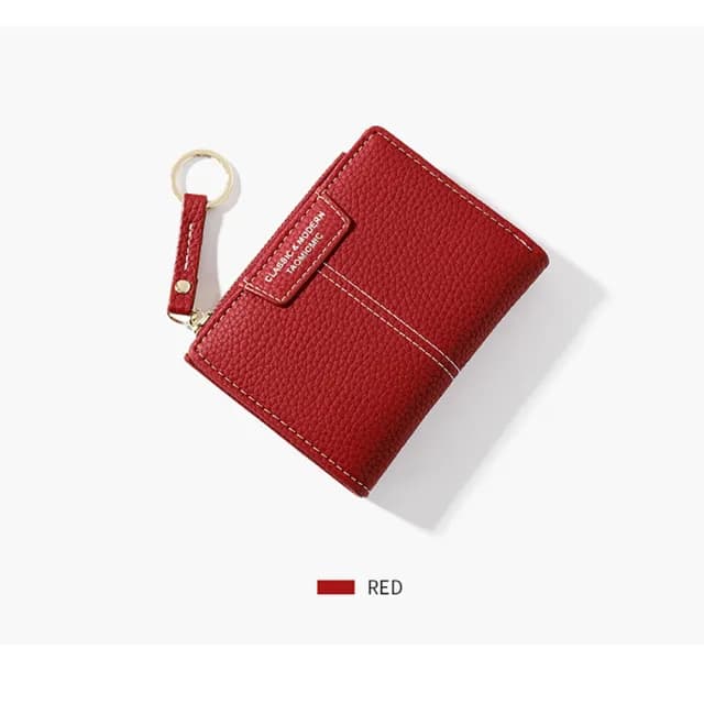 【VEDINA】雙11 多功能5卡1鈔票夾層1零錢包1照片夾層實用便攜短皮夾紋短夾(黑/紅/棕/