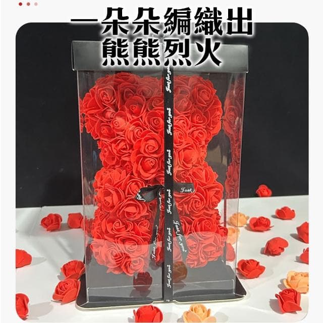 【求婚聖品 永生花玫瑰熊熊】告白 Rose組成的熊娃娃(燈串 禮盒 送禮最浪漫 情人節禮物 表達愛意 女朋友)