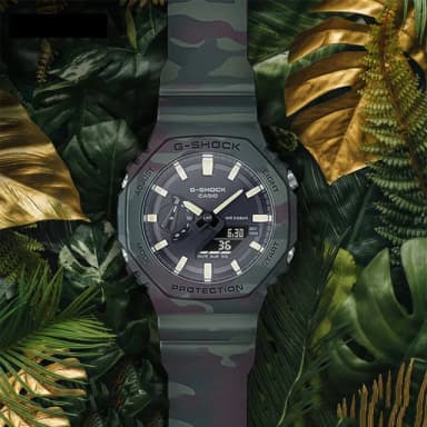 【CASIO 卡西歐】G-SHOCK 迷彩 八角電子錶 套錶 送禮 禮物 推薦(GAE-2100WE-3A)