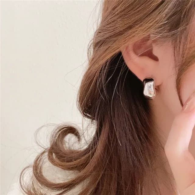 【Golicc】耳環 不規則 金屬感 C型(七夕 情人節 生日 飾品 耳釘 耳飾 耳墜 禮物)