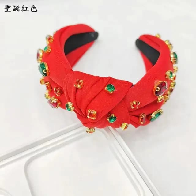 【巴黎精品】情人節禮物 現貨+預購 髮箍布藝髮飾(歐美聖誕節百搭彩鑽女飾品2色a1da10)