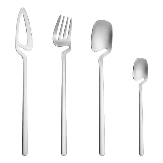 【銀的餐具】掛壁式304不鏽鋼餐具四件套組(餐刀 叉子 湯匙 勺子 刀子 攪拌勺 餐叉 甜點 環保餐具 野餐)