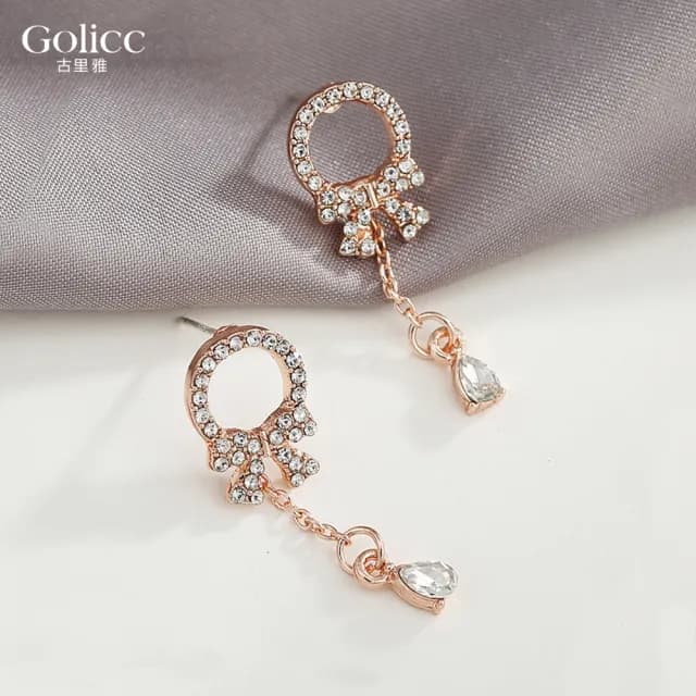 【Golicc】蝴蝶結流蘇耳環(七夕 情人節 生日 飾品 耳釘 耳飾 耳墜 禮物)