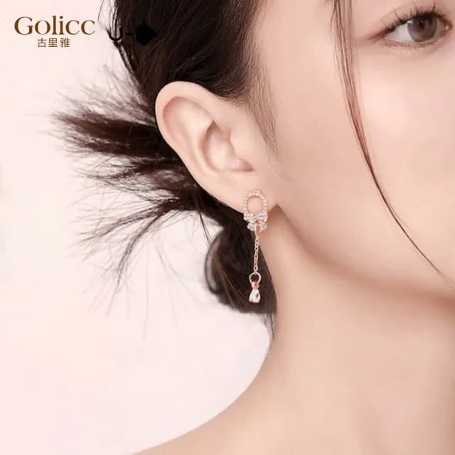 【Golicc】蝴蝶結流蘇耳環(七夕 情人節 生日 飾品 耳釘 耳飾 耳墜 禮物)