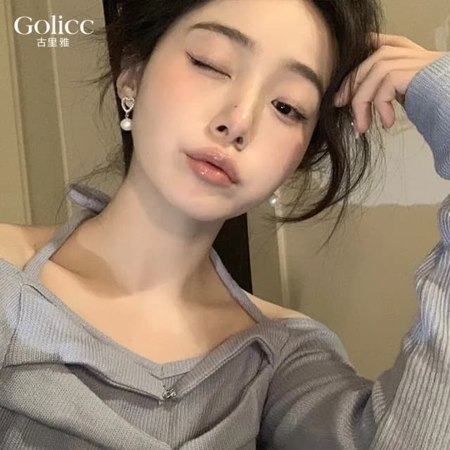 【Golicc】耳環 愛心 珍珠(七夕 情人節 生日 飾品 耳釘 耳飾 耳墜 禮物)