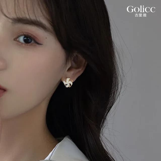 【Golicc】耳環 旋轉 風車(七夕 情人節 生日 飾品 耳釘 耳飾 耳墜 禮物)