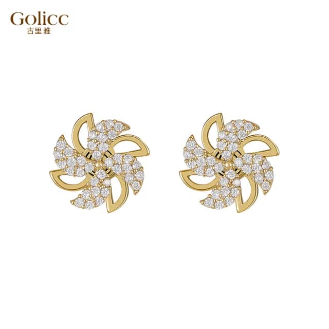 【Golicc】耳環 旋轉 風車(七夕 情人節 生日 飾品 耳釘 耳飾 耳墜 禮物)