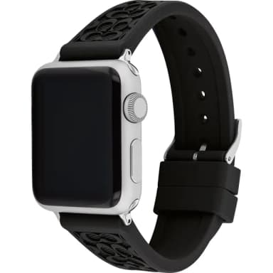 【COACH】Apple Watch 錶帶 38/40mm 適用 矽膠錶帶 - 黑色 母親節 送禮 禮物(不含手錶)
