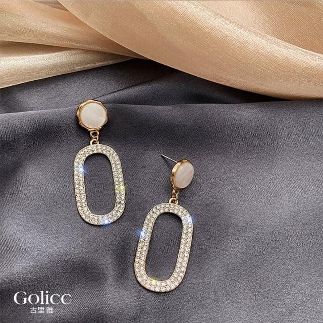 【Golicc】耳環 韓版 鑲鑽(母親節 生日 情人節 飾品 耳釘 耳飾 耳墜 禮物)