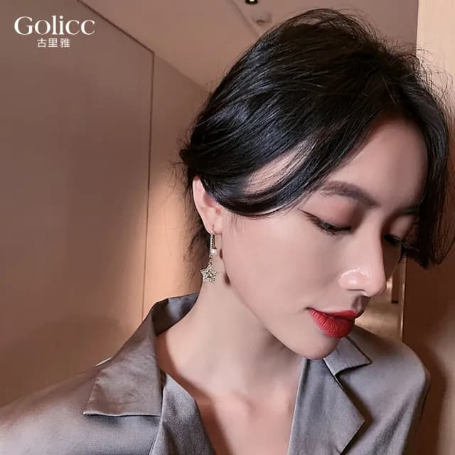 【Golicc】耳環 五角星(七夕 情人節 生日 飾品 耳釘 耳飾 耳墜 禮物)