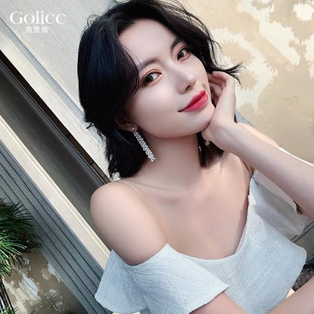 【Golicc】耳環 水晶 流蘇(99購物限定 生日 飾品 耳釘 耳飾 耳墜 禮物)