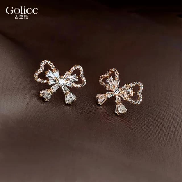 【Golicc】耳環 蝴蝶結(七夕 情人節 生日 飾品 耳釘 耳飾 耳墜 禮物)