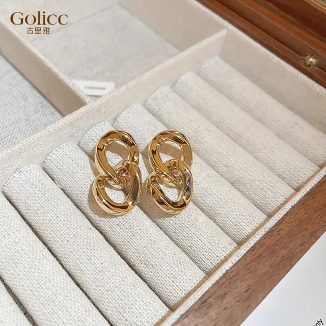 【Golicc】耳環 照后者 同款 纏繞 鍊條(七夕 情人節 生日 飾品 耳釘 耳飾 耳墜 禮物)