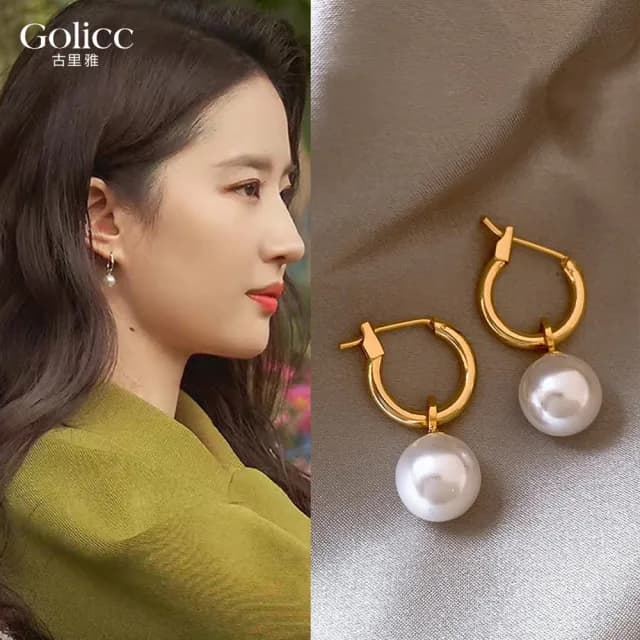 【Golicc】耳環 明星同款 最愛經典珍珠(七夕 情人節 生日 飾品 耳釘 耳飾 耳墜 禮物)