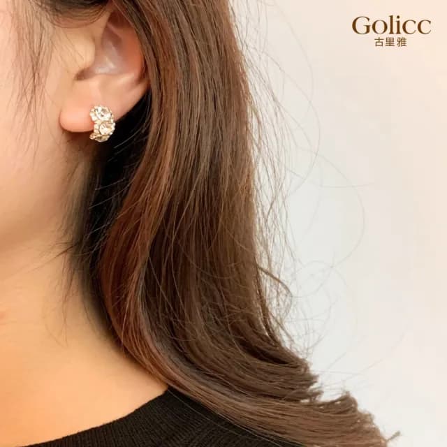 【Golicc】耳環 輕奢 鋯石(七夕 情人節 生日 飾品 耳釘 耳飾 耳墜 禮物)