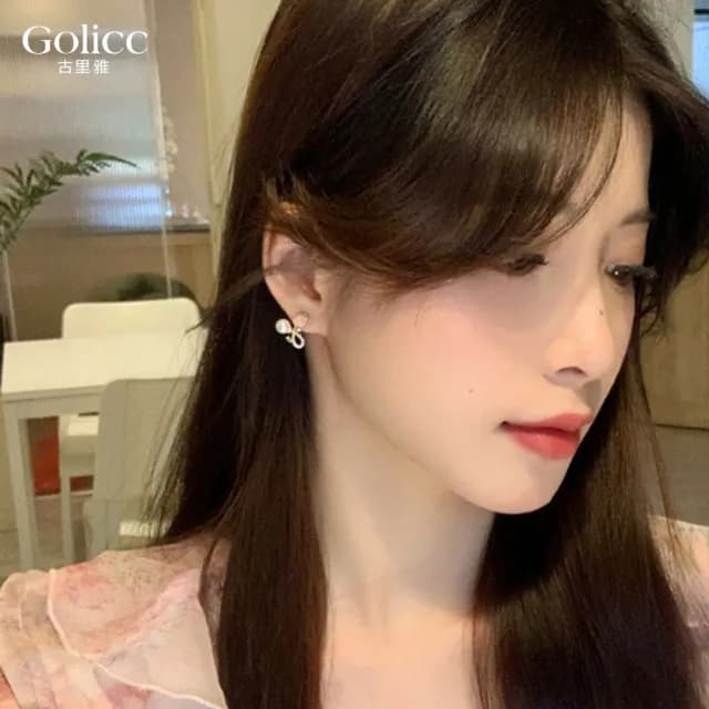 【Golicc】耳環 粉色 鬱金香(七夕 情人節 生日 飾品 耳釘 耳飾 耳墜 禮物)